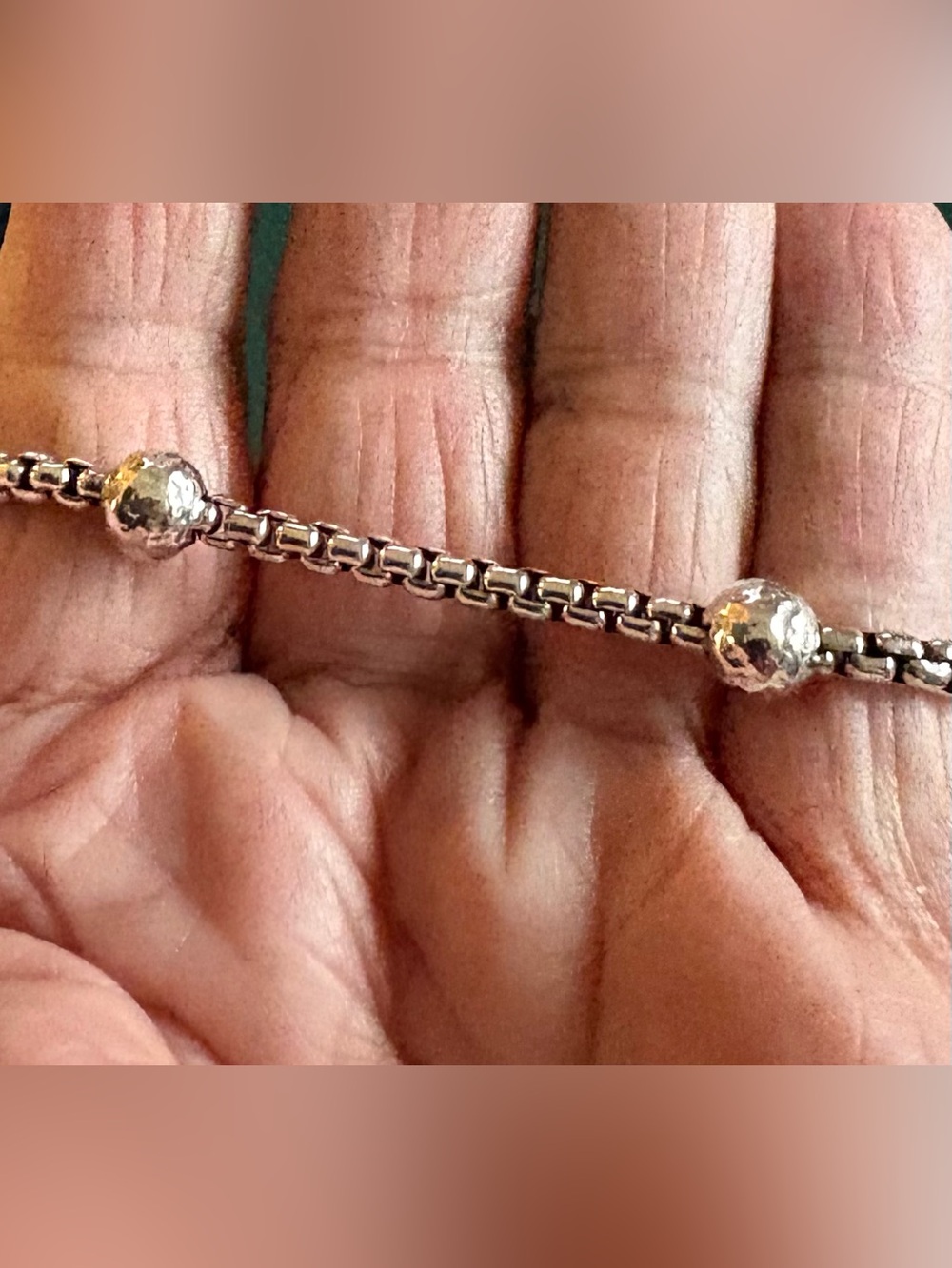 JAI thick sterling silver hammered ball bracelet - Picture 3 of 6